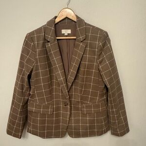 LOFT Checkered Brown Women's Blazer